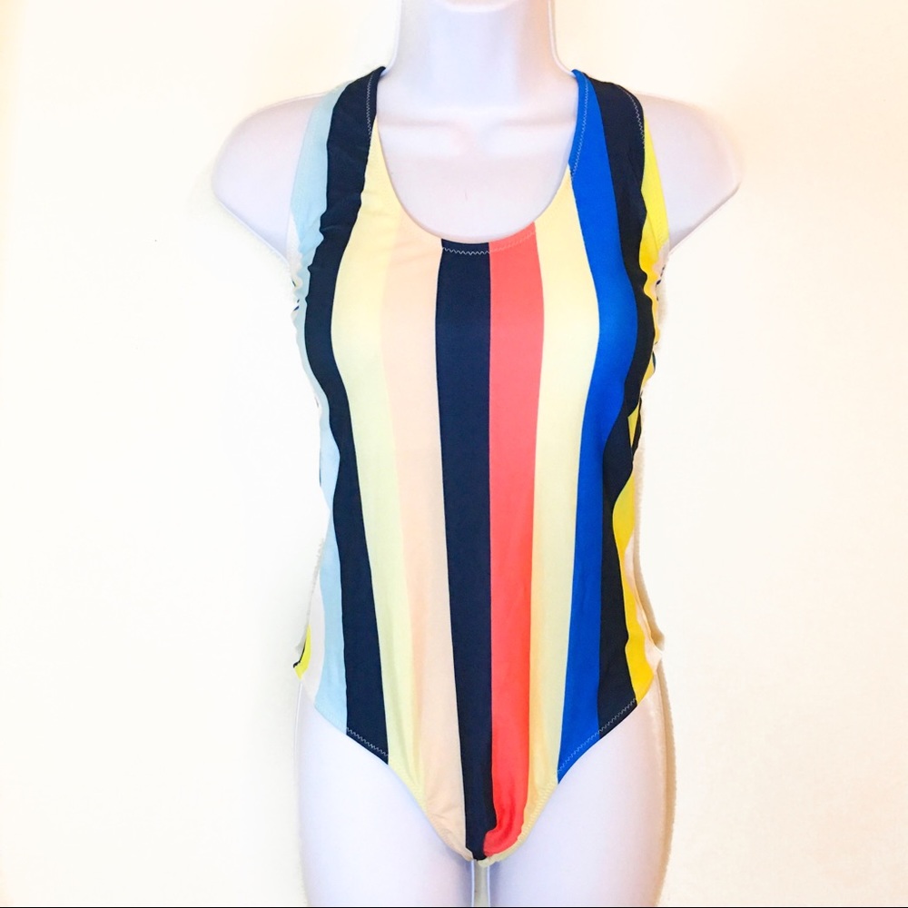 Summertime Striped Rainbow one piece swimsuit. - Picture 4 of 5
